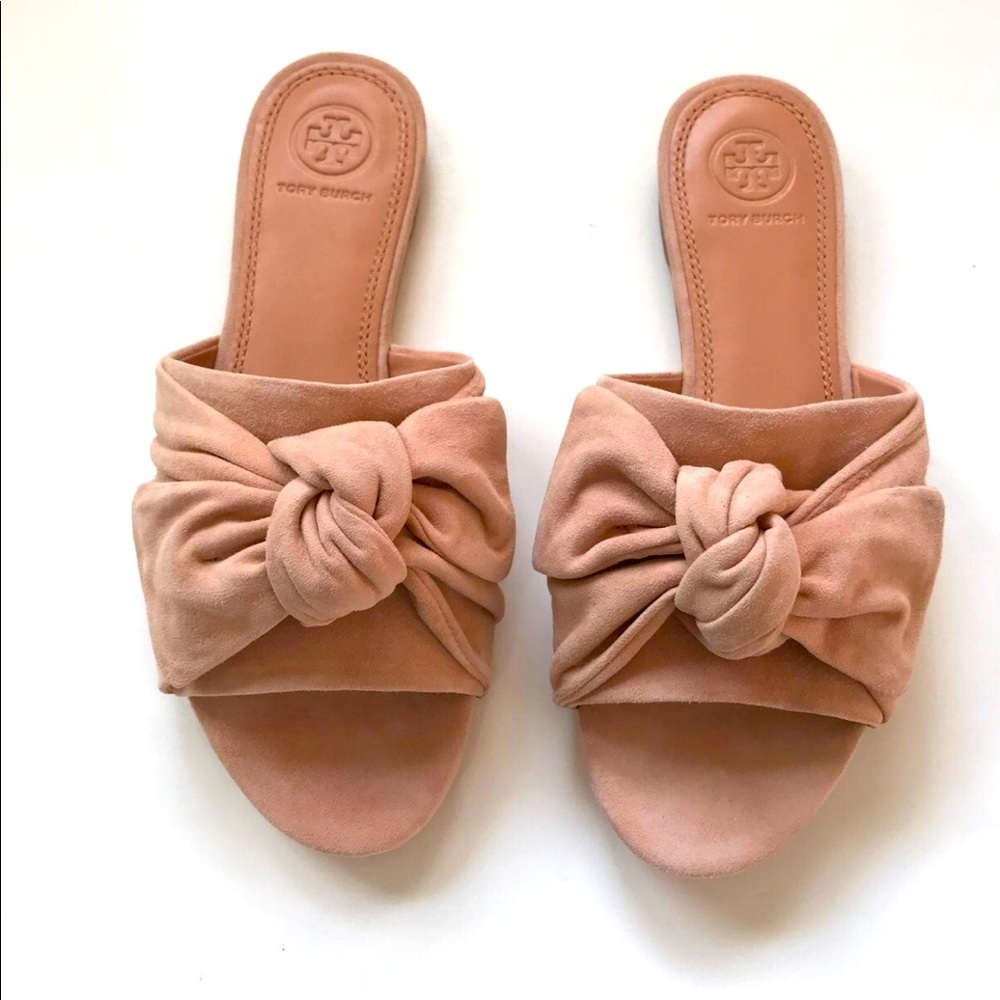 Tory Burch Annabelle Bow Suede Slide Sandals, Size 6.5, Brand New